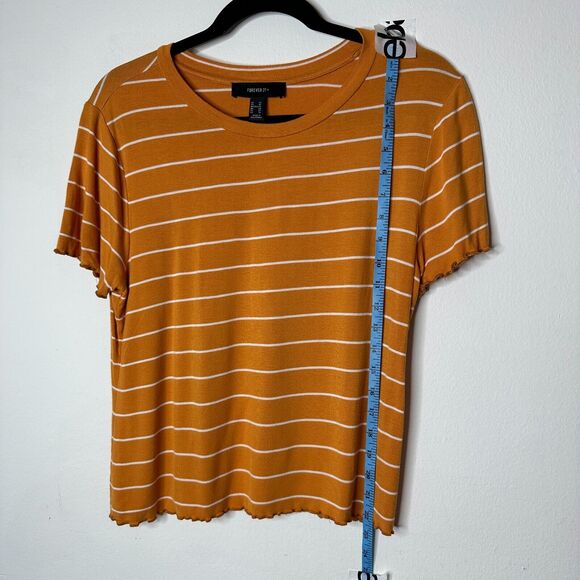 Casual Orange and White Stripe Short Sleeve Tee Lettuce Edge 0X - Picture 7 of 9